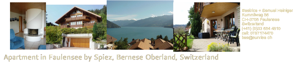 In the beautiful Bernese Oberland in Faulensee by Spiez, the 3 1/2 room Apartment, with a stunning few to lake Thun and the alps